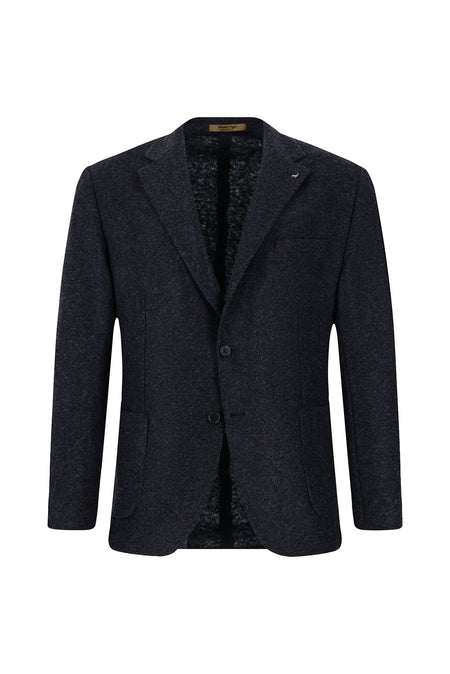 Orta Lacivert Super Slim Fit Ekstra Dar Kesim Spor Yünlü İtalyan Ceket