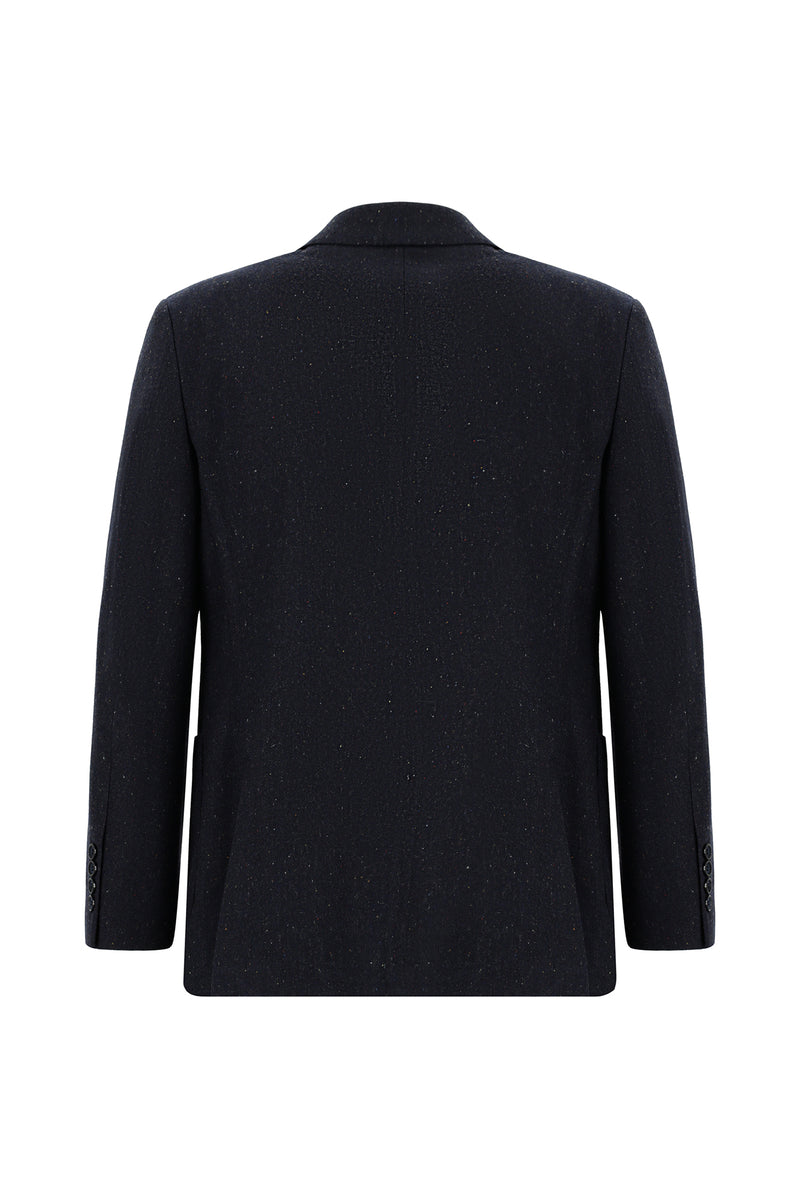 Koyu Lacivert Super Slim Fit Ekstra Dar Kesim Spor Yünlü Ceket