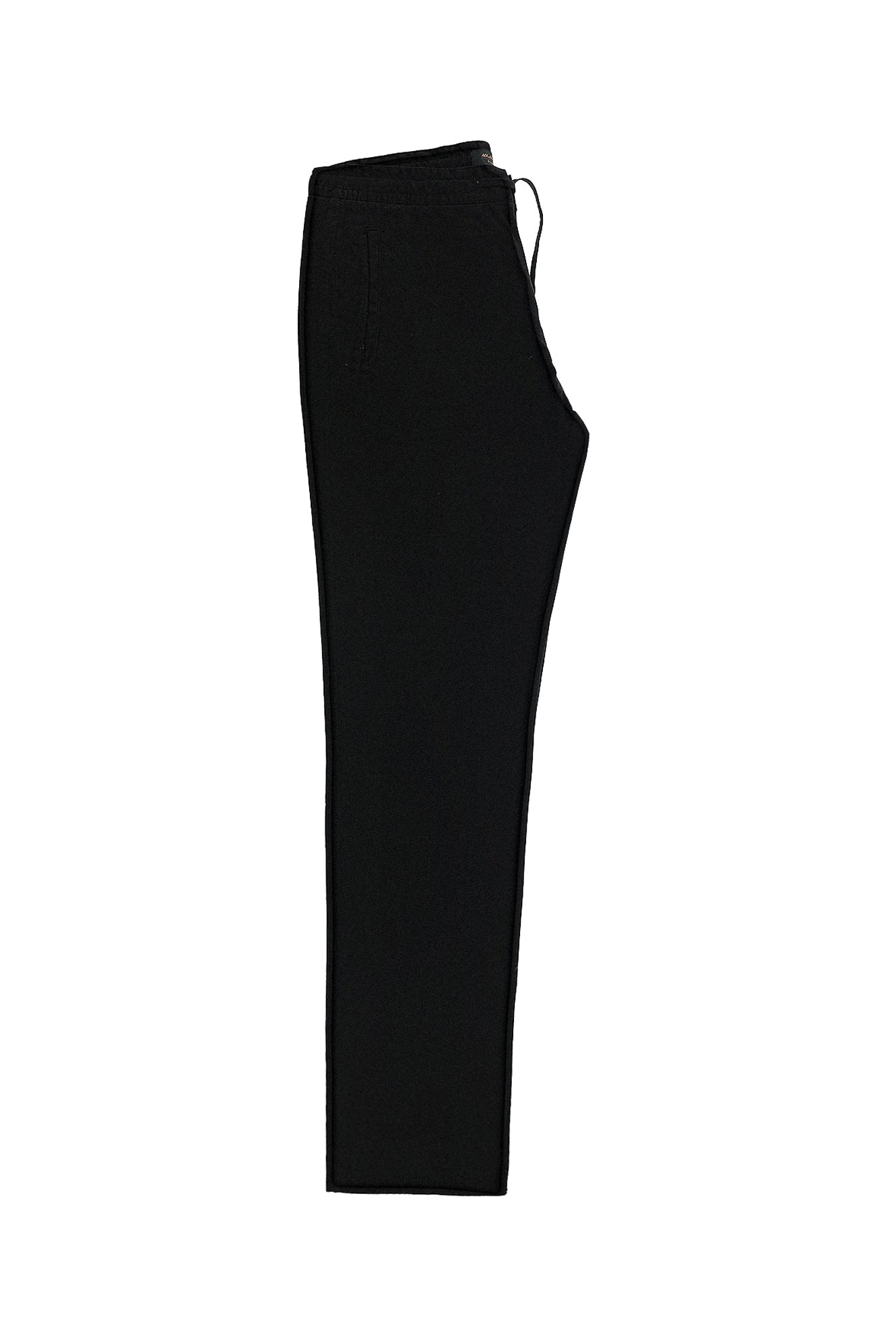 Siyah Regular Fit Likralı Beli Lastikli İpli Pantolon