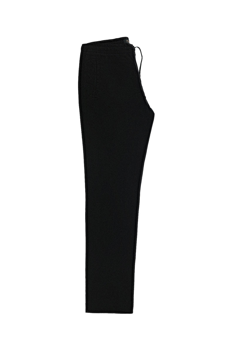 Siyah Regular Fit Likralı Beli Lastikli İpli Pantolon