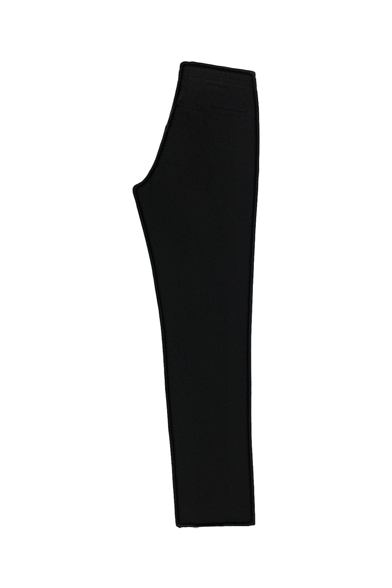 Siyah Regular Fit Likralı Beli Lastikli İpli Pantolon