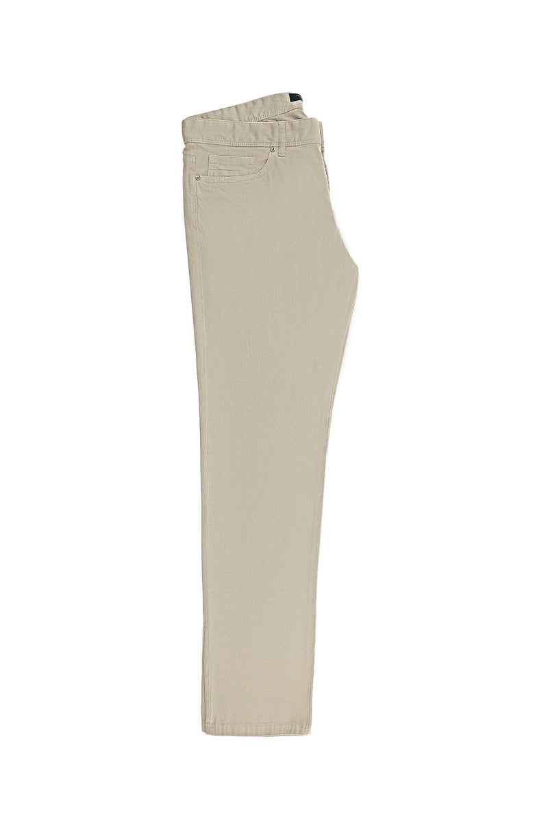 Krem Slim Fit Dar Kesim Likralı Kanvas / Chino Pantolon