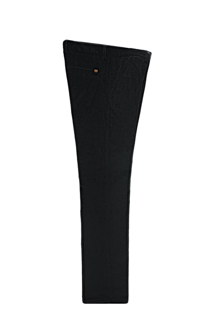 Siyah Regular Fit Likralı Kadife Pantolon