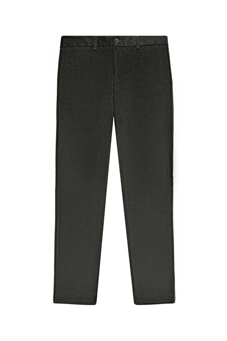 Orta Haki Regular Fit Likralı Kadife Pantolon