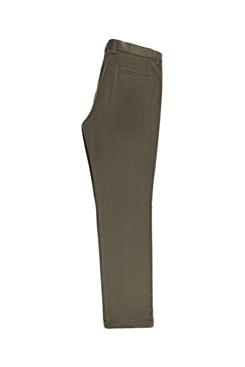 Koyu Vizon Regular Fit Likralı Kadife Pantolon