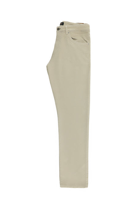 Açık Bej Slim Fit Dar Kesim Likralı Kadife Pantolon