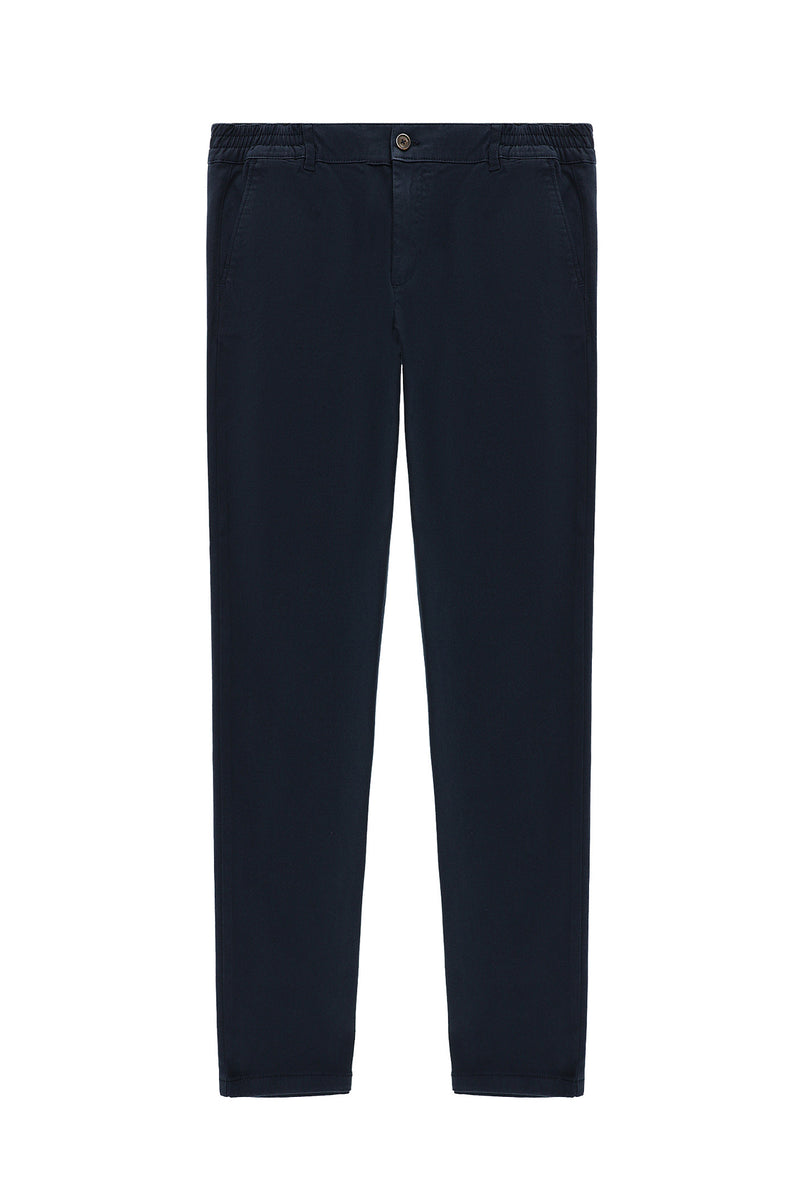 Koyu Lacivert Regular Fit Likralı Kanvas / Chino Pantolon