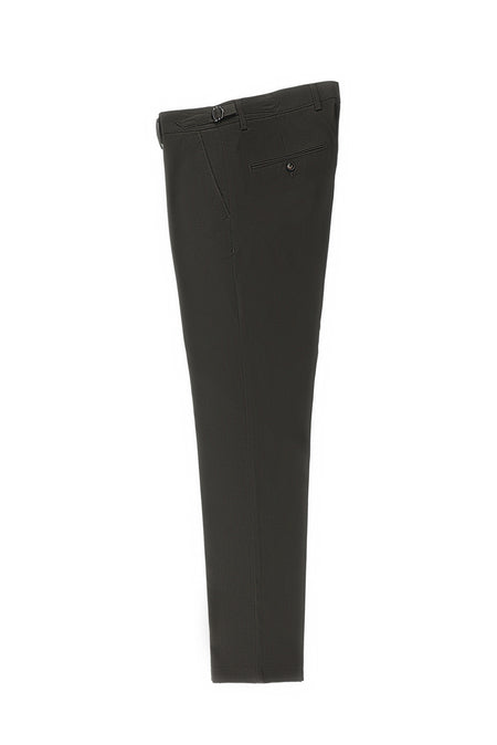 Koyu Kahve Slim Fit Dar Kesim Likralı Tokalı Kanvas / Chino Pantolon