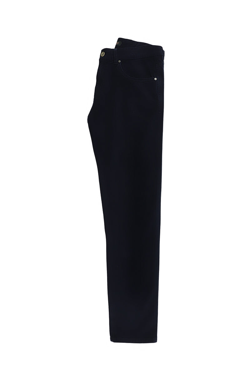 Orta Lacivert Slim Fit Dar Kesim Lyocell Karışımlı Kanvas / Chino Pantolon