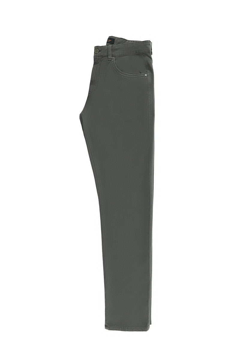 Koyu Antrasit Slim Fit Dar Kesim Lyocell Karışımlı Kanvas / Chino Pantolon