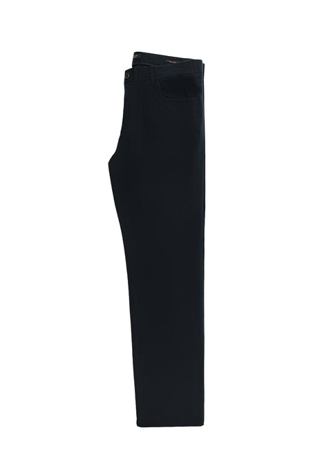 Koyu Lacivert Regular Fit Desenli Likralı Kanvas / Chino Pantolon