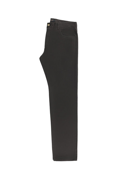 Koyu Kahve Regular Fit Desenli Likralı Kanvas / Chino Pantolon