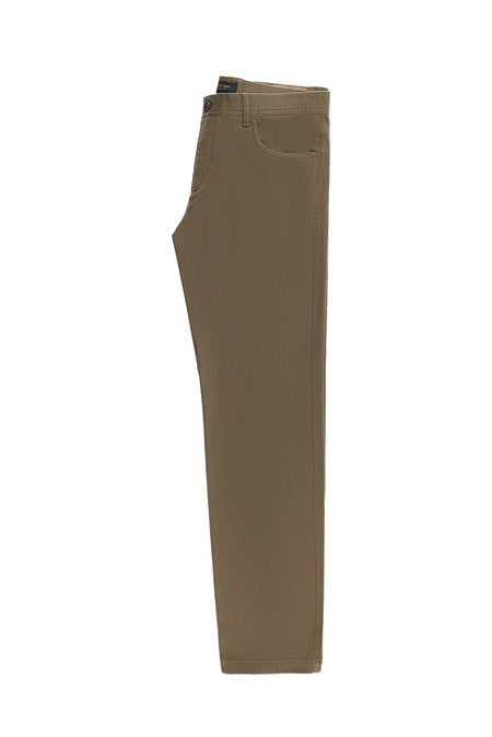 Açık Haki Regular Fit Desenli Likralı Kanvas / Chino Pantolon