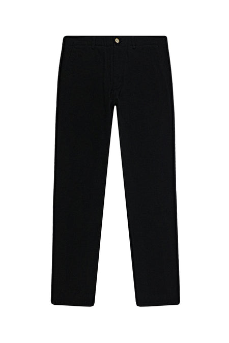 Siyah Regular Fit Likralı Kanvas / Chino Pantolon