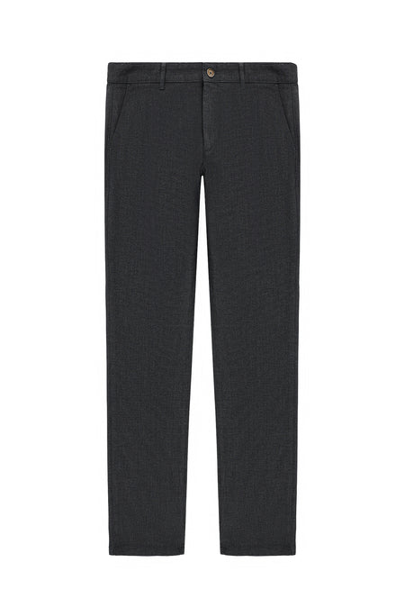 Koyu Antrasit Relaxed Fit Rahat Kesim Desenli Likralı Kanvas / Chino Pantolon