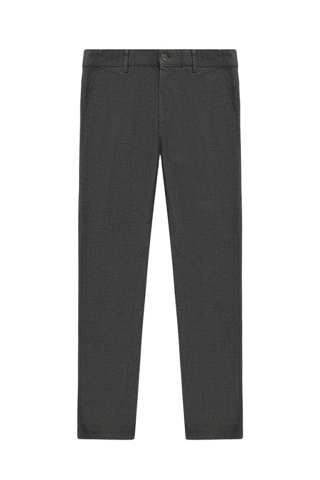 Orta Antrasit Relaxed Fit Rahat Kesim Desenli Likralı Kanvas / Chino Pantolon
