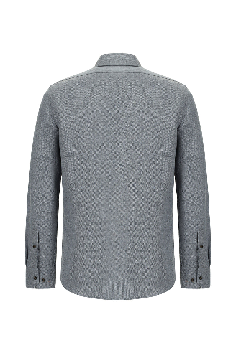 Mavi Uzun Kol Slim Fit Dar Kesim Oduncu Pamuklu Punterezli Gömlek