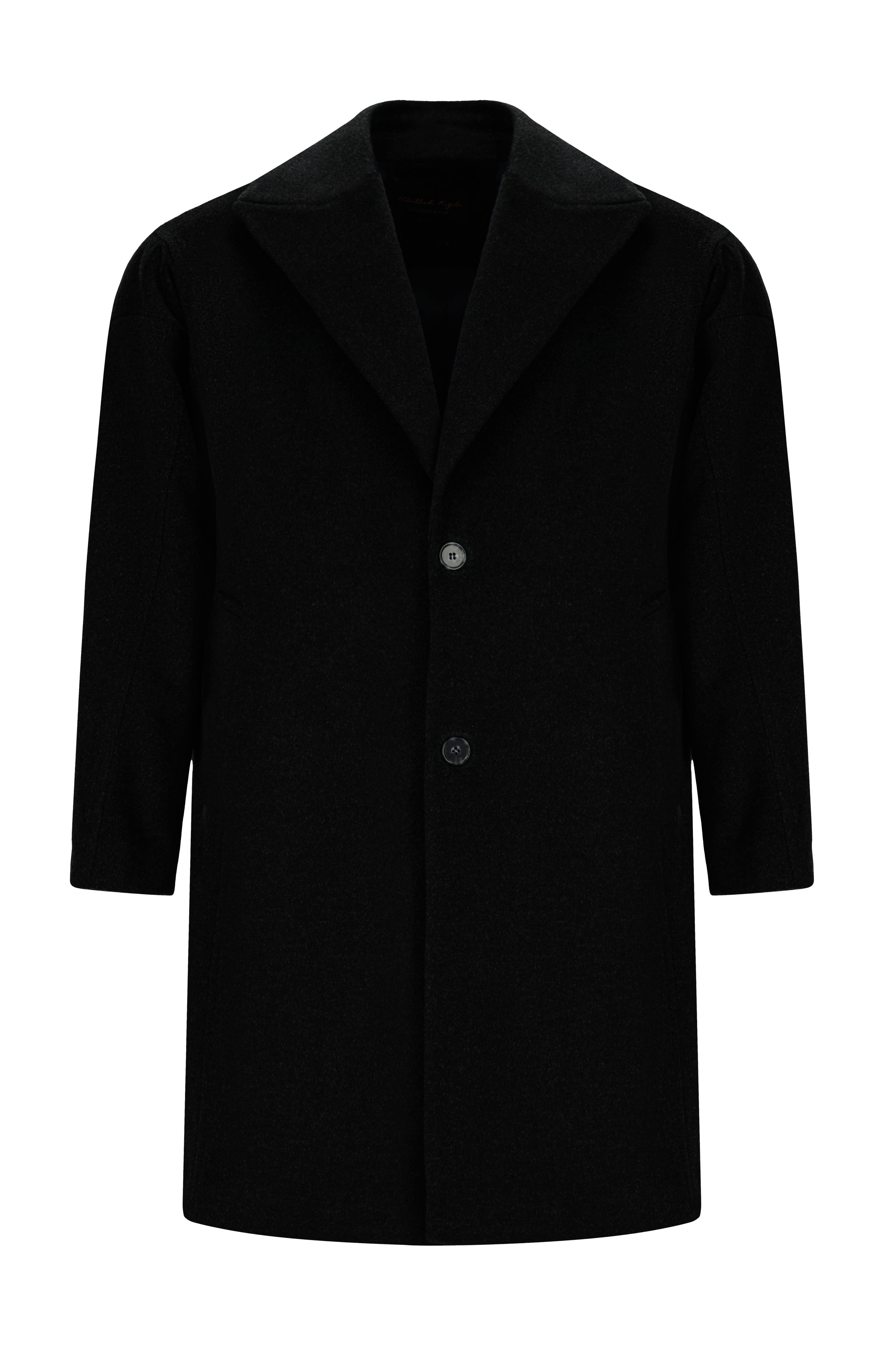 Koyu Lacivert Oversize Yünlü Kaşmirli Palto