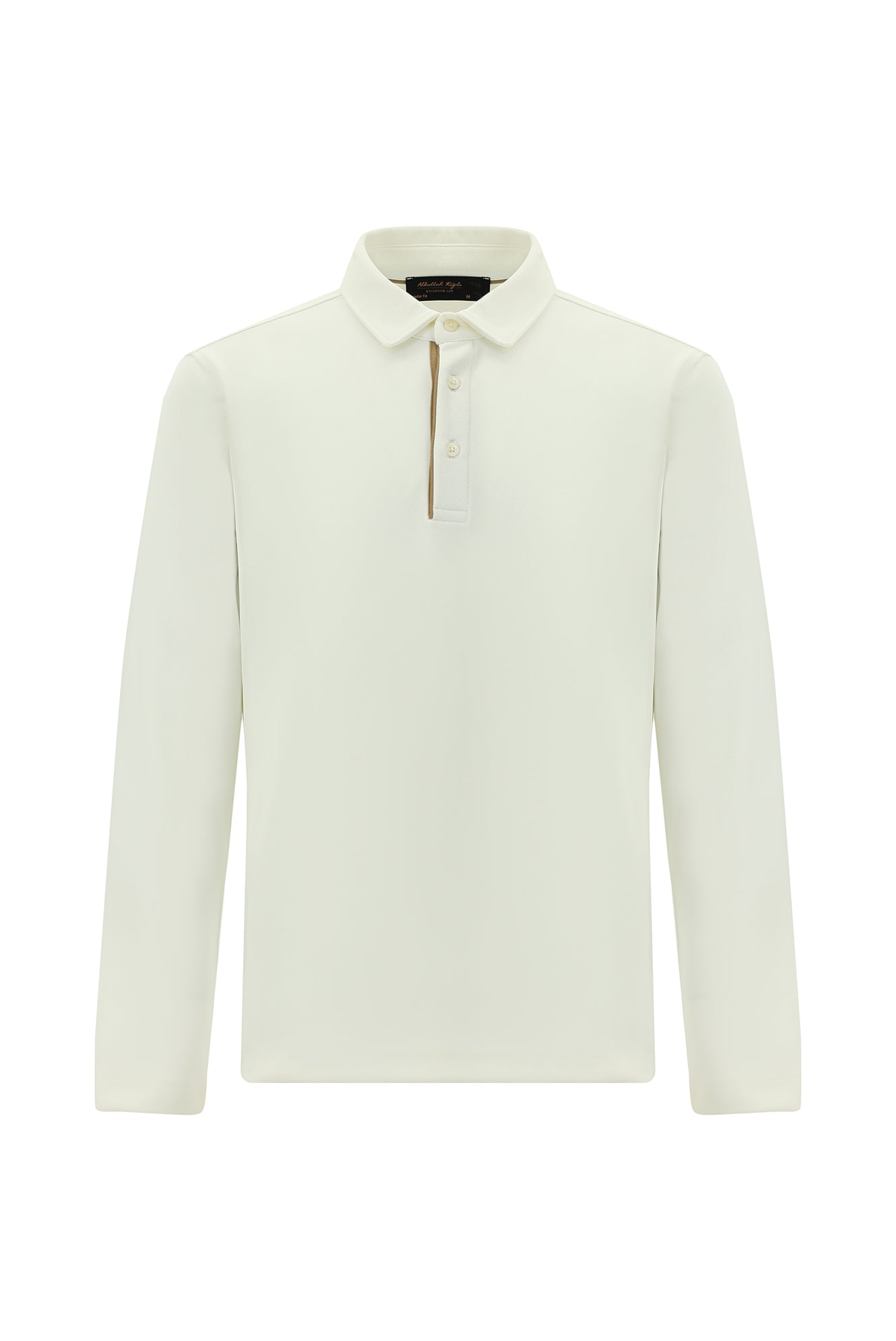 Kırık Beyaz Polo Yaka Regular Fit Desenli Sweatshirt