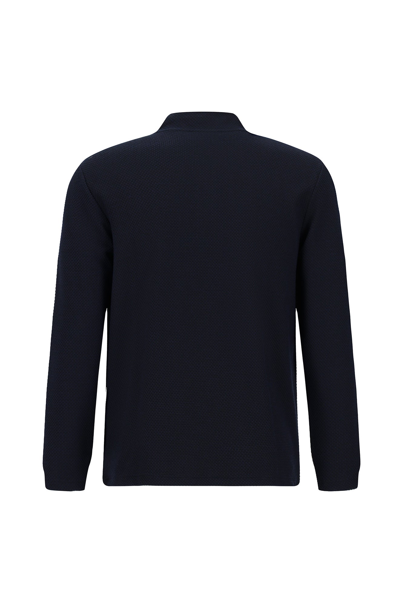 Koyu Lacivert Yarım Balıkçı Yaka Regular Fit Fermuarlı Desenli Sweatshirt