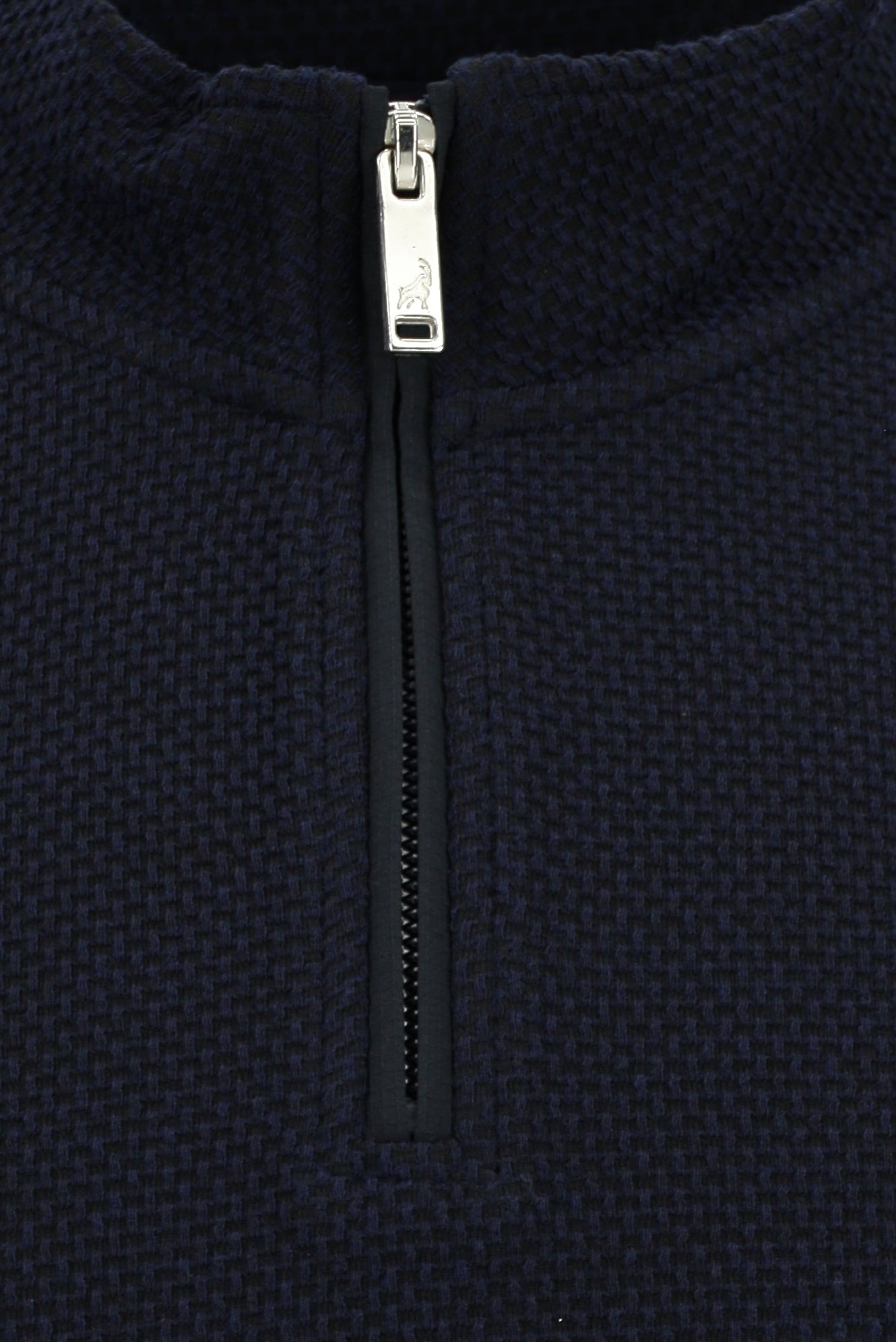 Koyu Lacivert Yarım Balıkçı Yaka Regular Fit Fermuarlı Desenli Sweatshirt