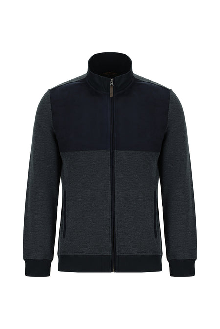 Açık Lacivert Pamuklu Fermuarlı Sweatshirt