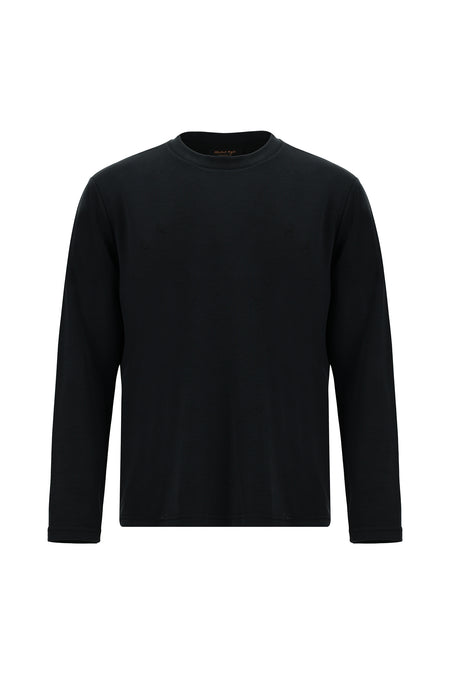 Siyah Bisiklet Yaka Regular Fit Sweatshirt