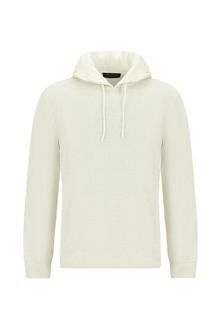 Taş Kapüşonlu Regular Fit Desenli Pamuklu Sweatshirt