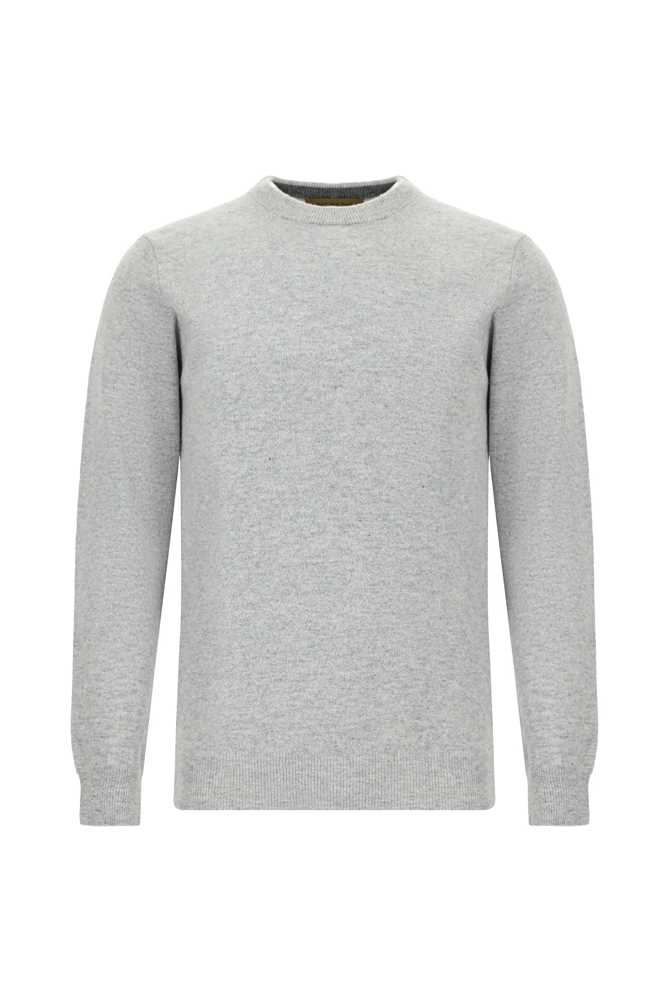 Açık Gri Melanj Bisiklet Yaka Regular Fit Yünlü Kaşmirli İtalyan Triko Kazak