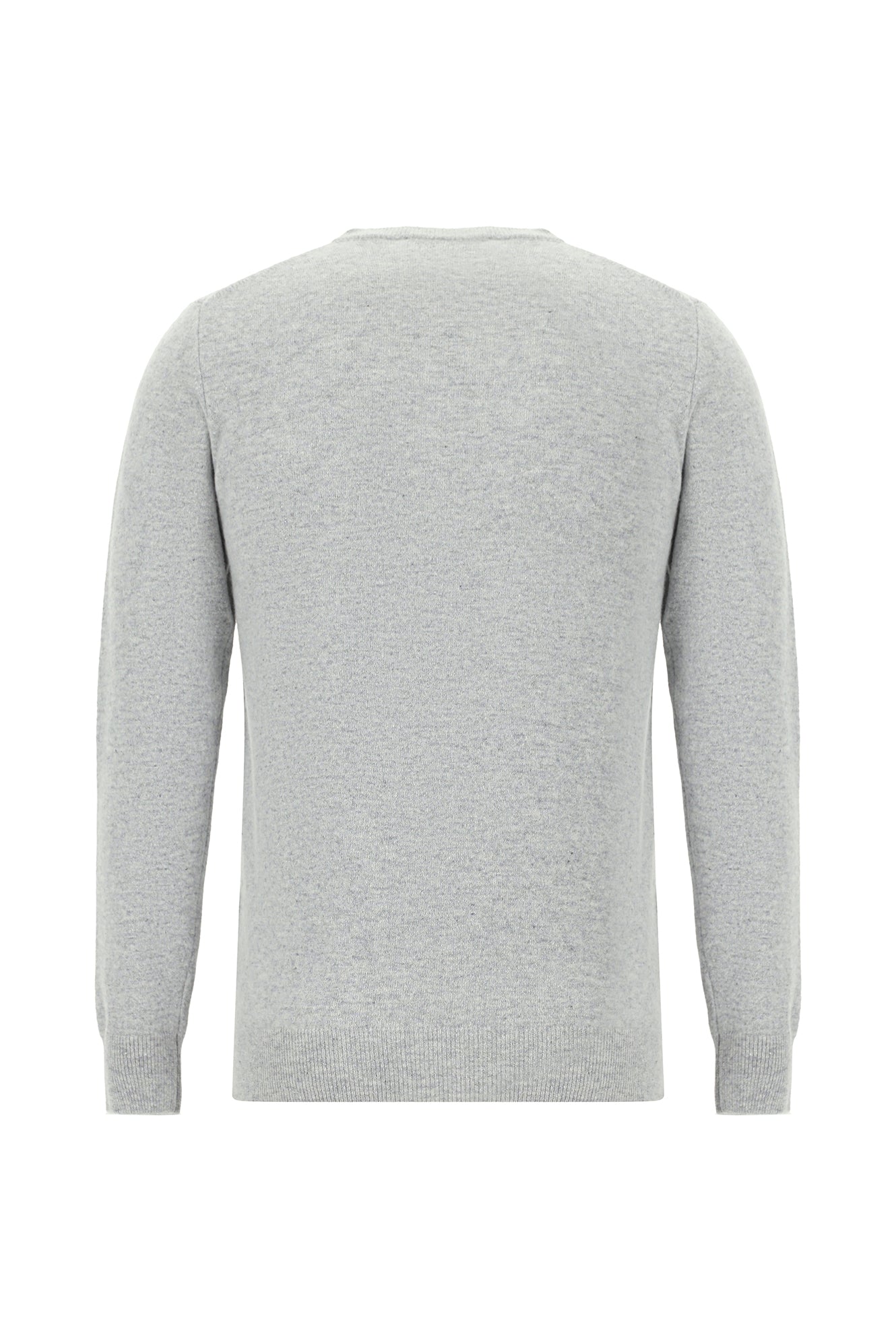 Açık Gri Melanj Bisiklet Yaka Regular Fit Yünlü Kaşmirli İtalyan Triko Kazak