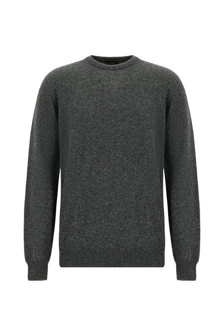 Orta Füme Bisiklet Yaka Regular Fit Desenli Yünlü Triko Kazak