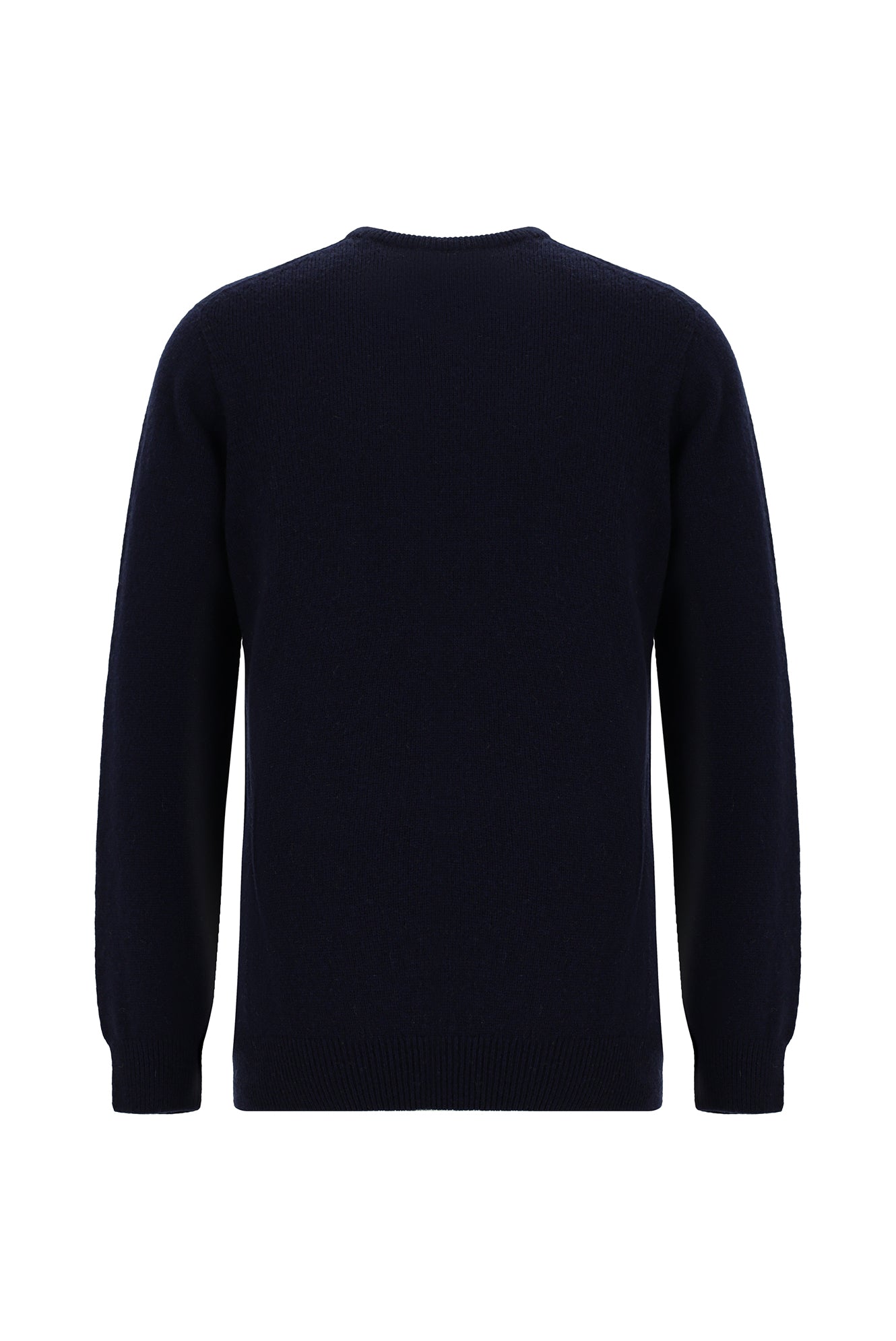 Koyu Lacivert Bisiklet Yaka Regular Fit Desenli Yünlü Triko Kazak