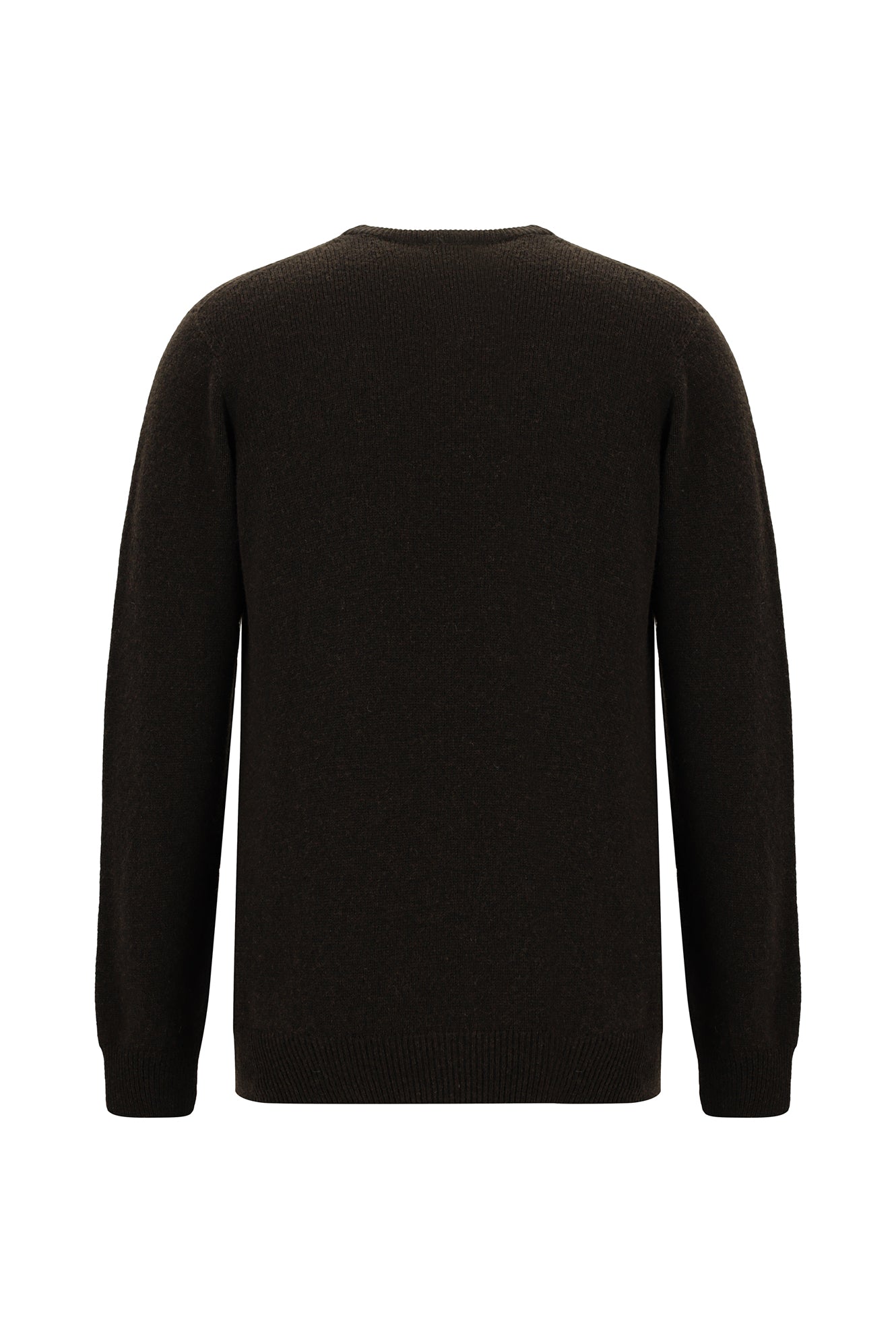 Koyu Kahve Bisiklet Yaka Regular Fit Desenli Yünlü Triko Kazak