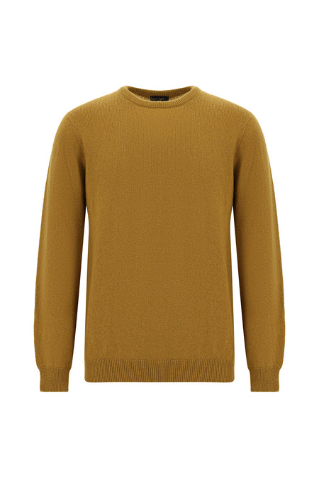 Camel Bisiklet Yaka Regular Fit Desenli Yünlü Triko Kazak