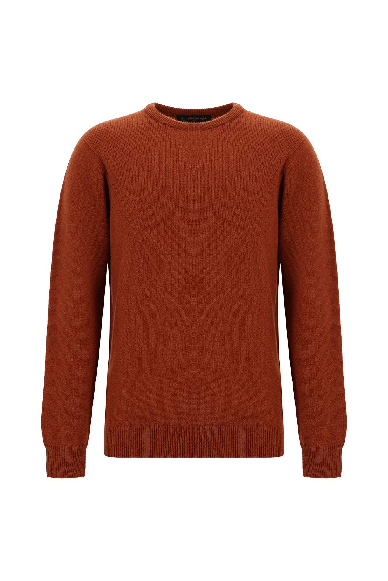 Kiremit Bisiklet Yaka Regular Fit Desenli Yünlü Triko Kazak