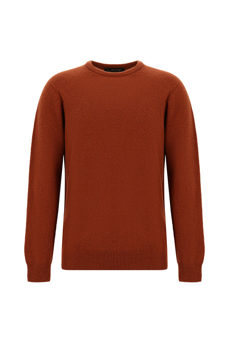 Kiremit Bisiklet Yaka Regular Fit Desenli Yünlü Triko Kazak