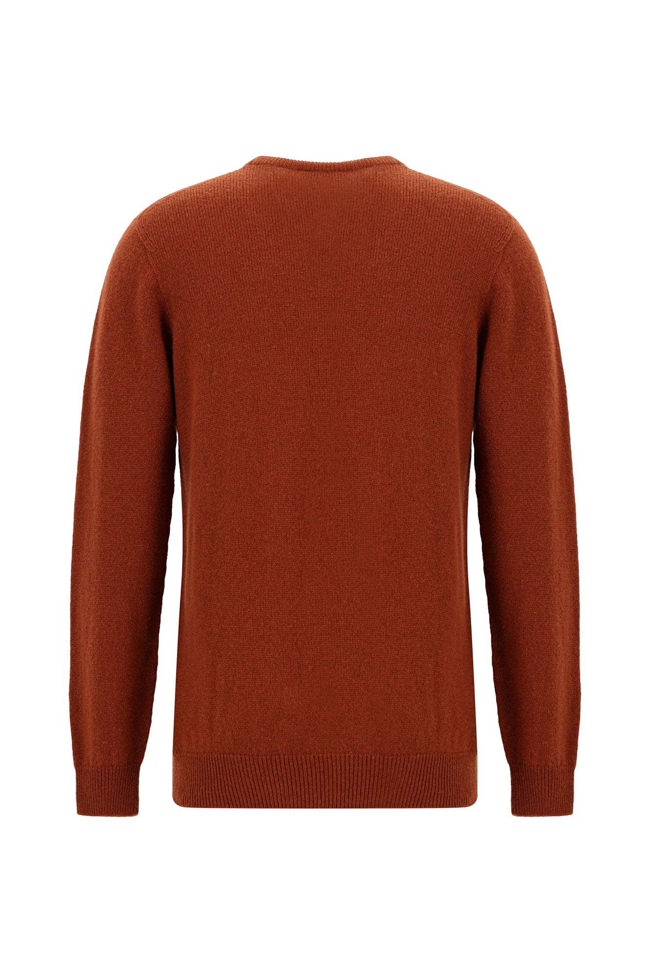 Kiremit Bisiklet Yaka Regular Fit Desenli Yünlü Triko Kazak