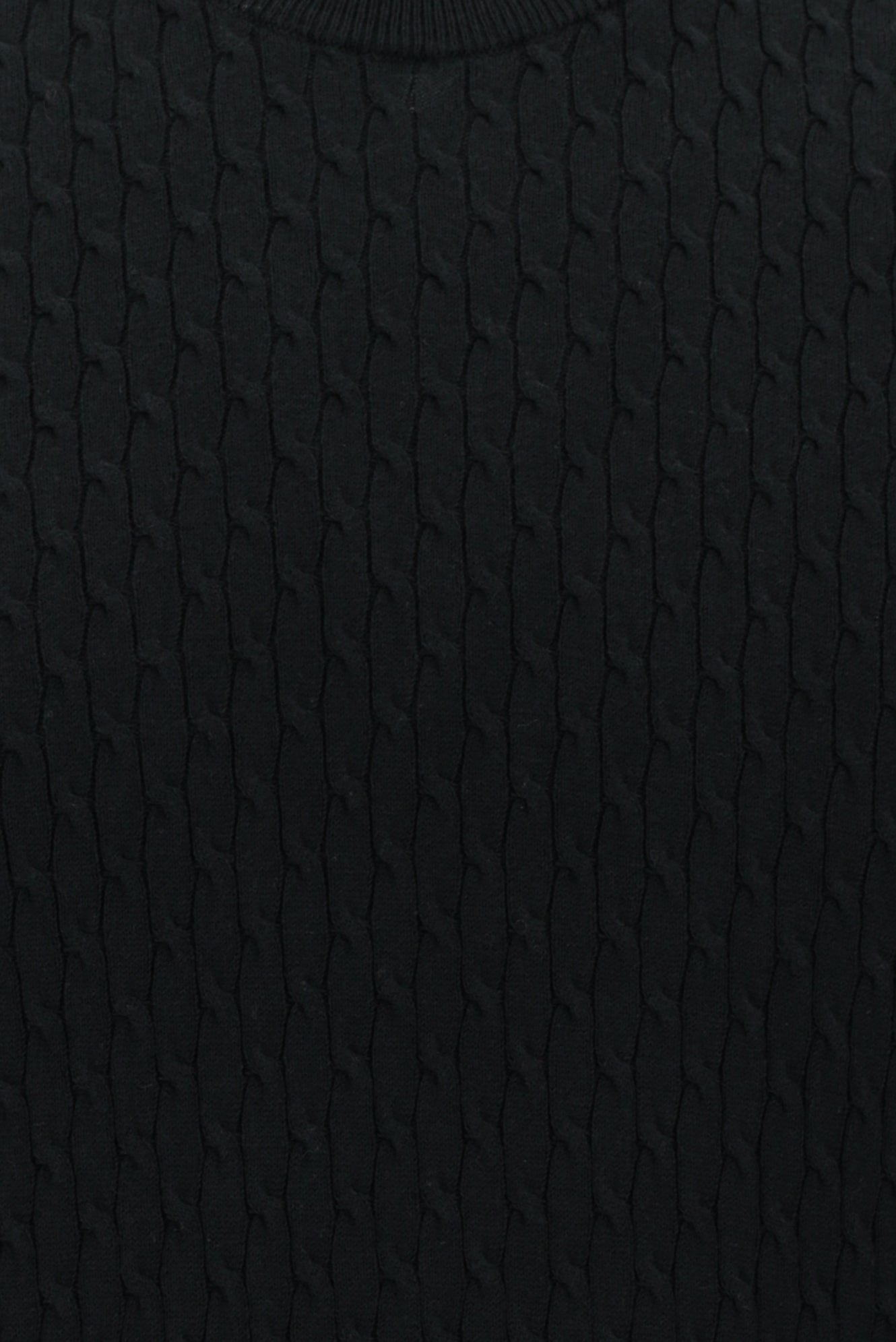 Siyah Bisiklet Yaka Slim Fit Dar Kesim Desenli Pamuklu Kaşmirli Triko Kazak