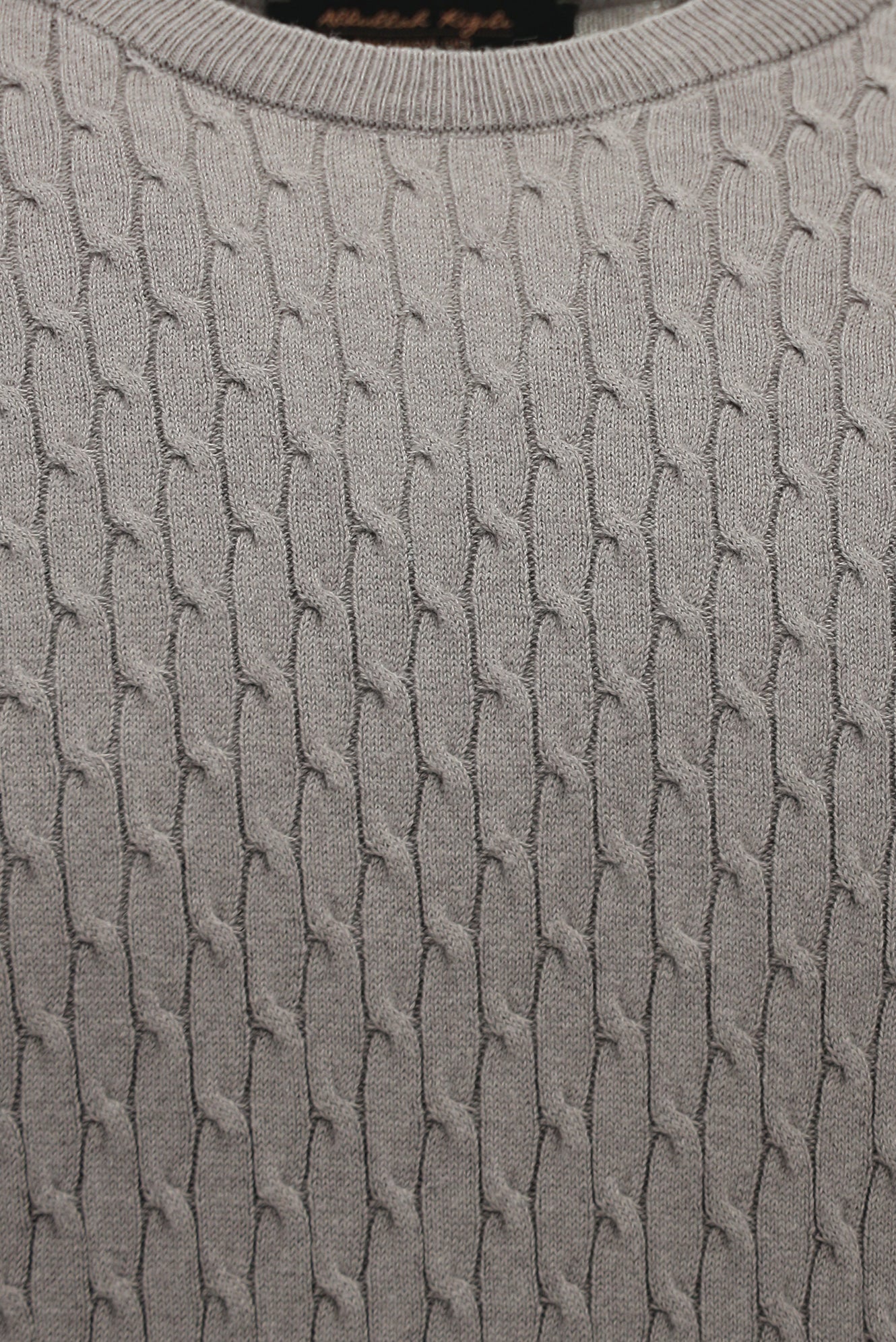 Orta Gri Melanj Bisiklet Yaka Slim Fit Dar Kesim Desenli Pamuklu Kaşmirli Triko Kazak