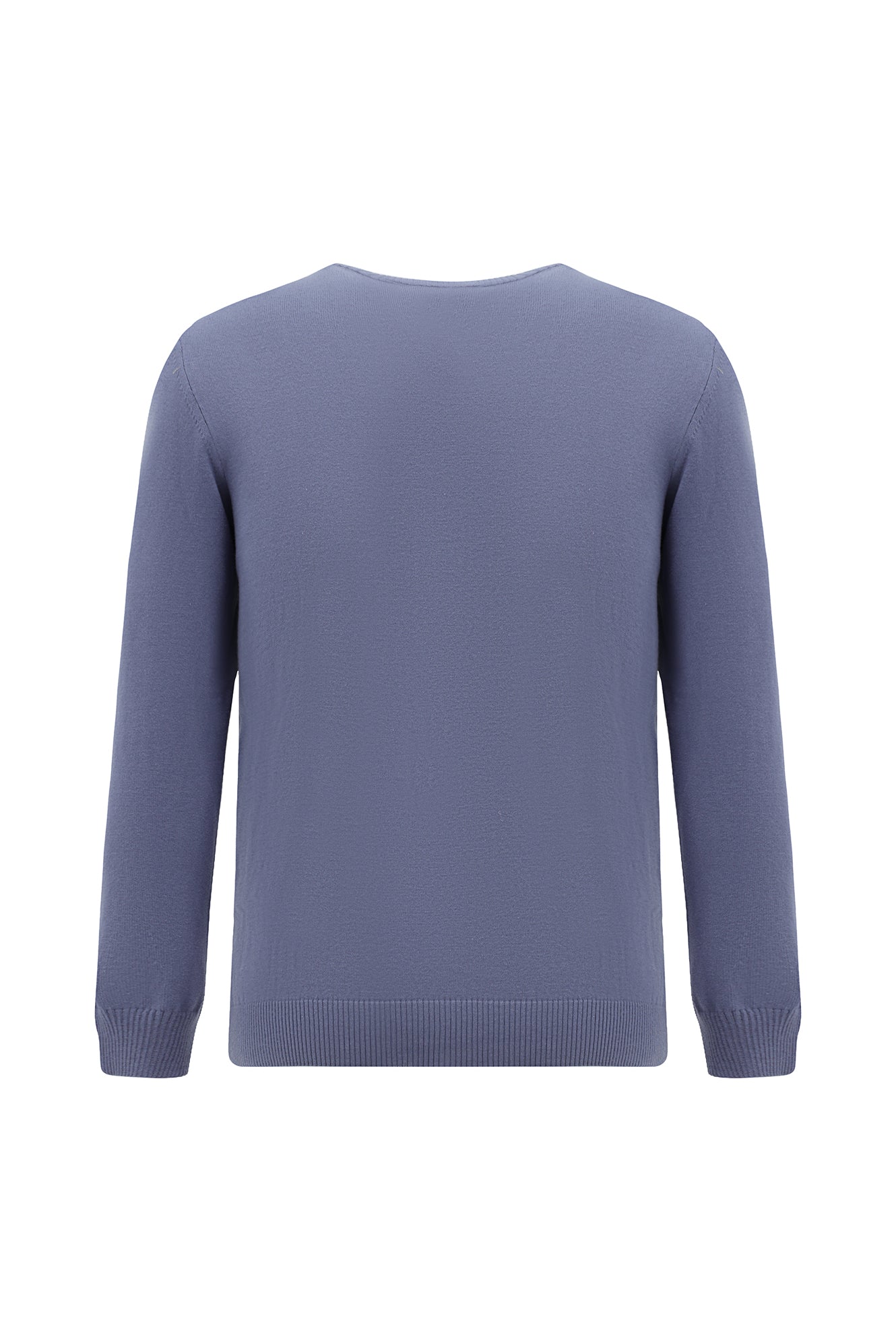 Açık Lacivert Bisiklet Yaka Regular Fit Desenli Pamuklu Kaşmirli Triko Kazak