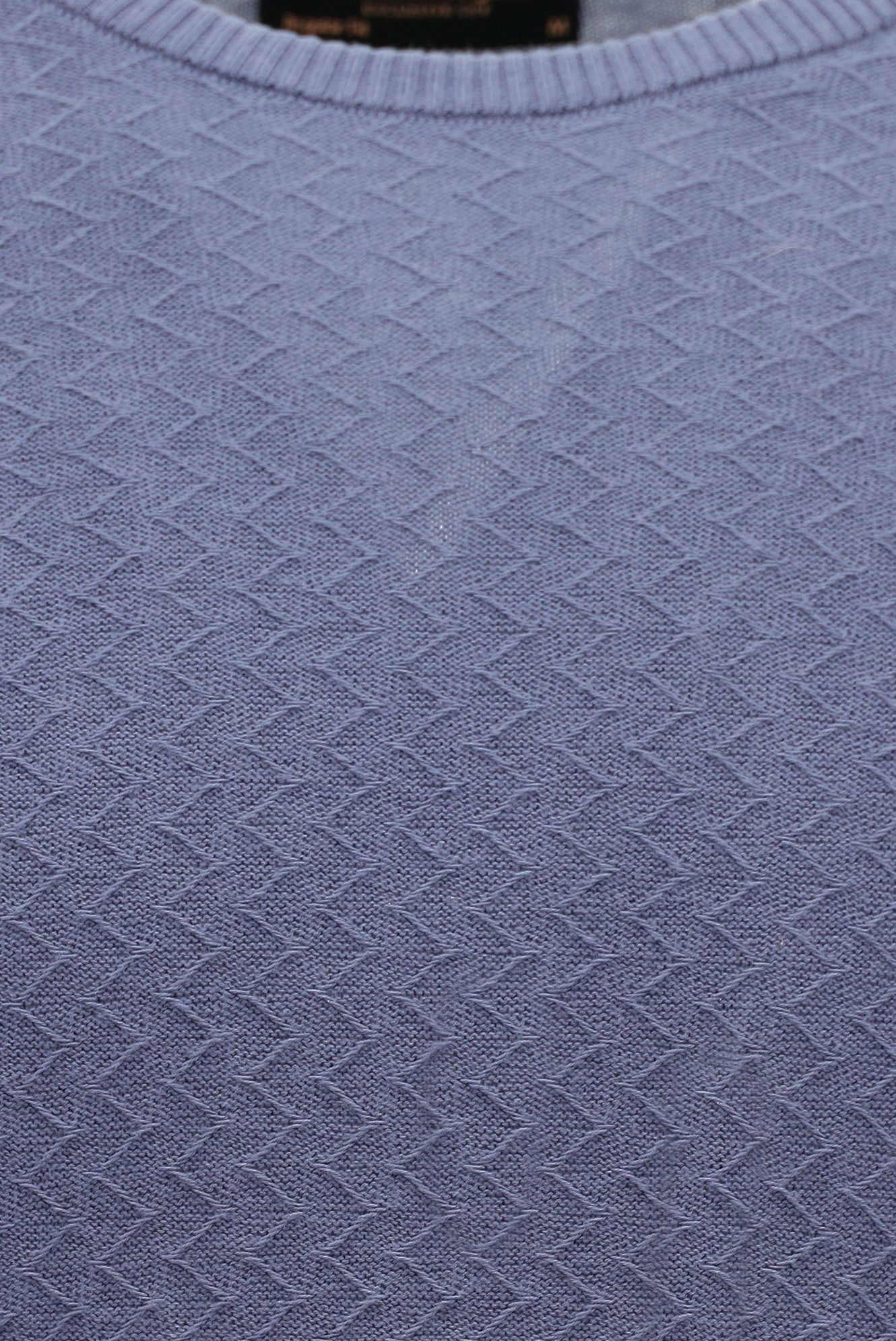 Açık Lacivert Bisiklet Yaka Regular Fit Desenli Pamuklu Kaşmirli Triko Kazak