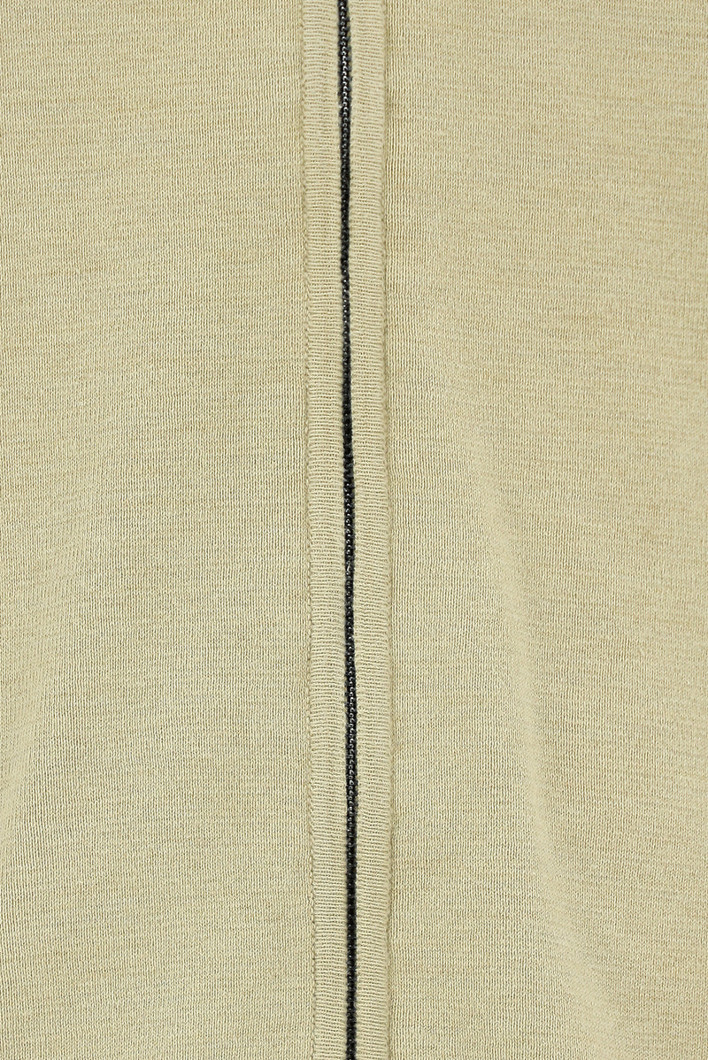 Orta Bej Yünlü Fermuarlı Triko Hırka