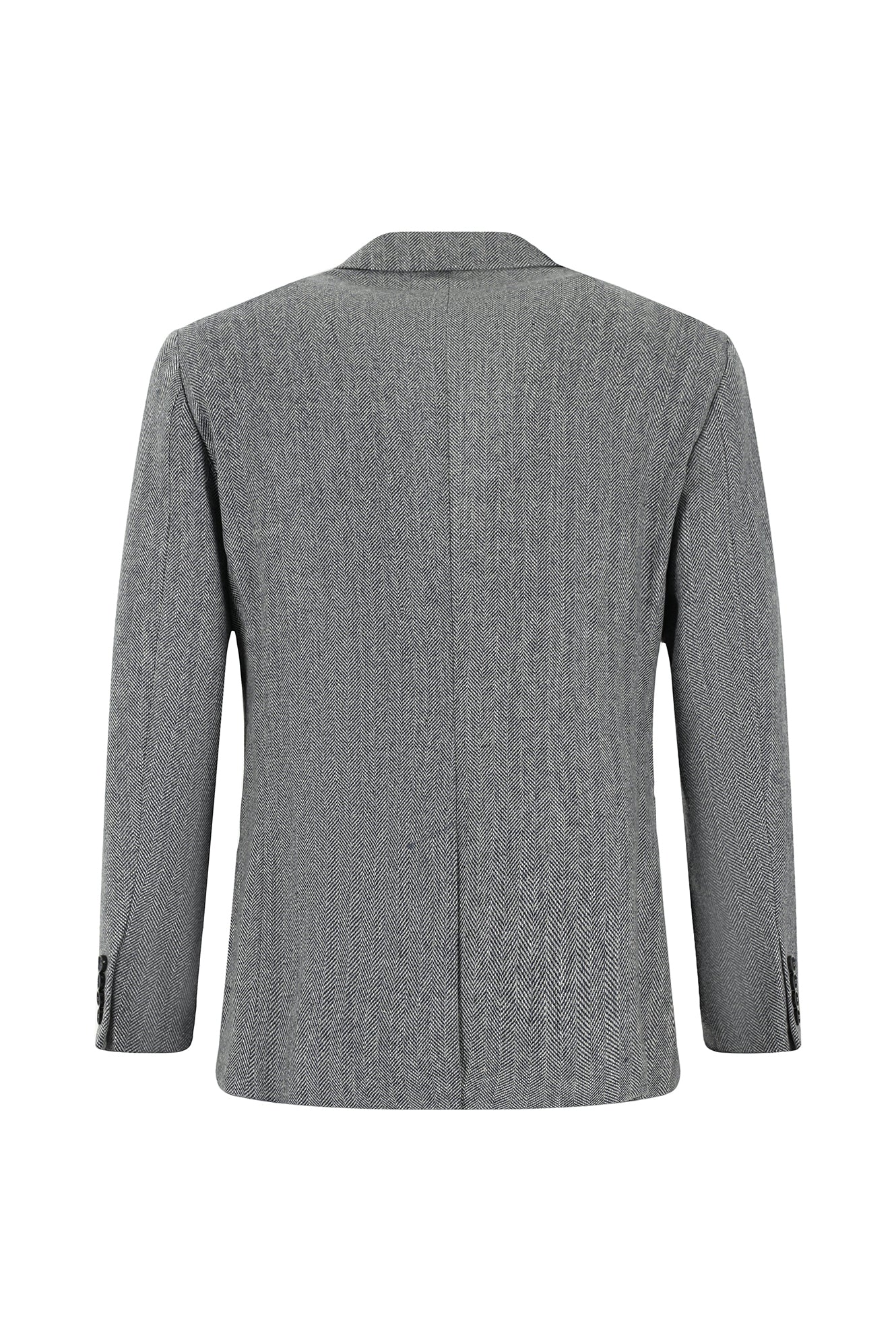 Açık Lacivert Regular Fit Desenli Yünlü Kruvaze Ceket