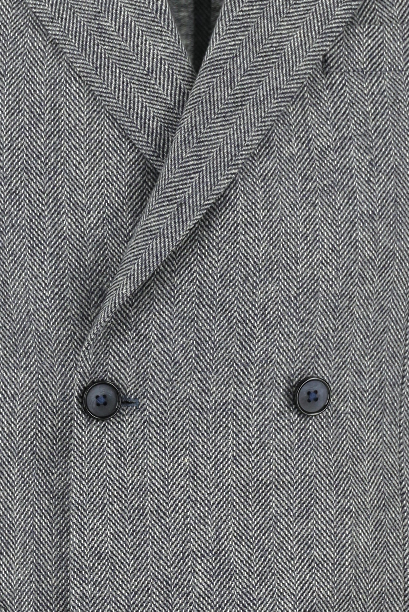 Açık Lacivert Regular Fit Desenli Yünlü Kruvaze Ceket