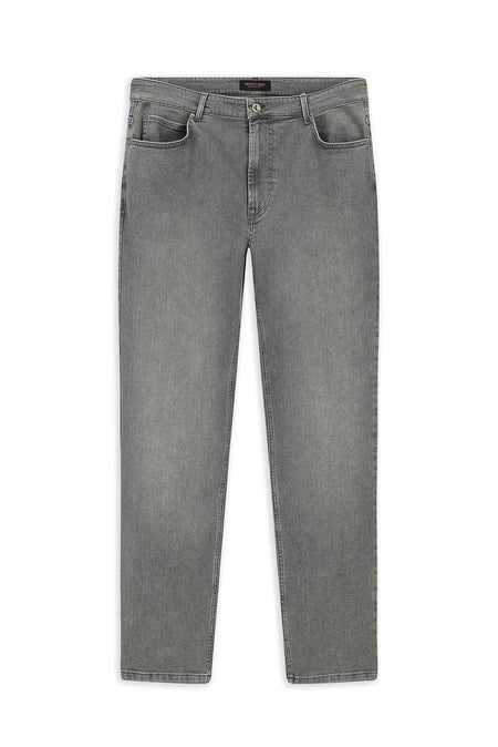 Orta Gri Relaxed Fit Rahat Kesim Likralı Denim Pantolon