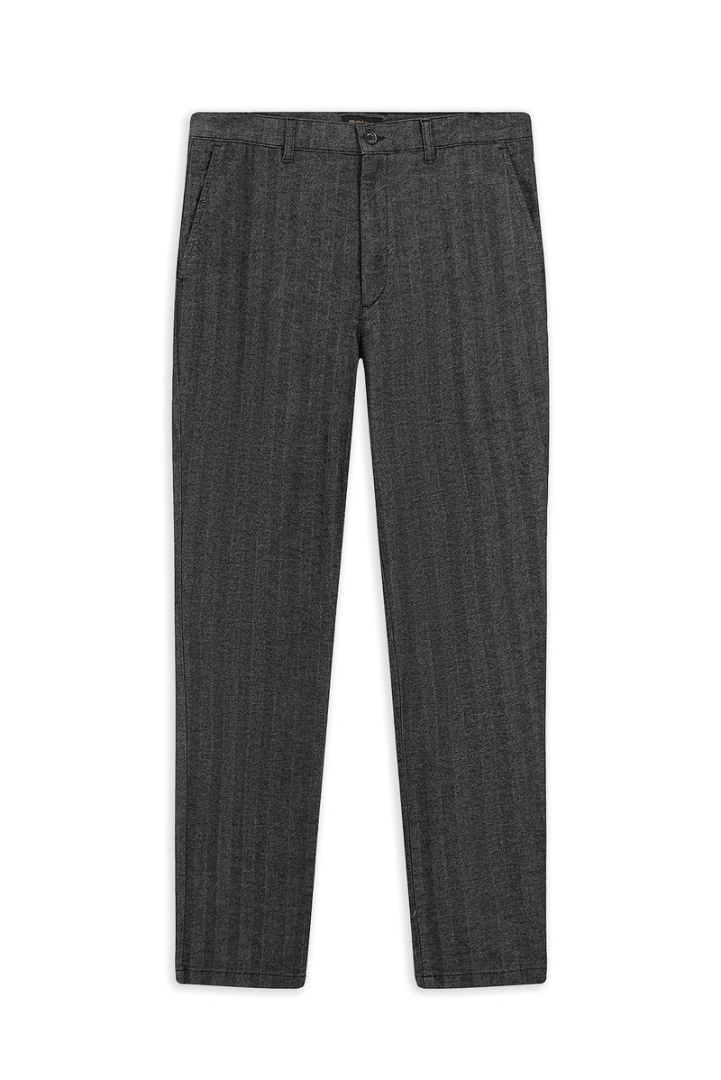 Orta Füme Regular Fit Likralı Çizgili Kanvas / Chino Pantolon
