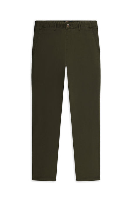 Orta Haki Regular Fit Likralı Kanvas / Chino Pantolon