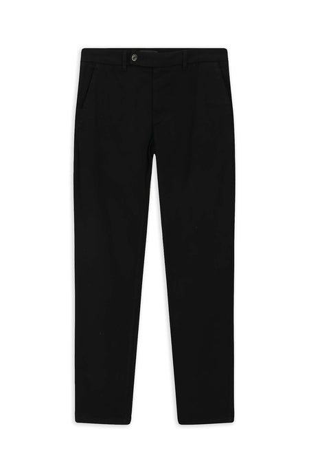 Siyah Regular Fit Lyocell Karışımlı Kanvas / Chino Pantolon
