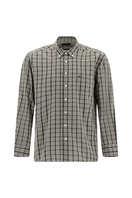 Acı Kahve Uzun Kol Regular Fit Düğmeli Yaka Ekose Pamuk Gömlek