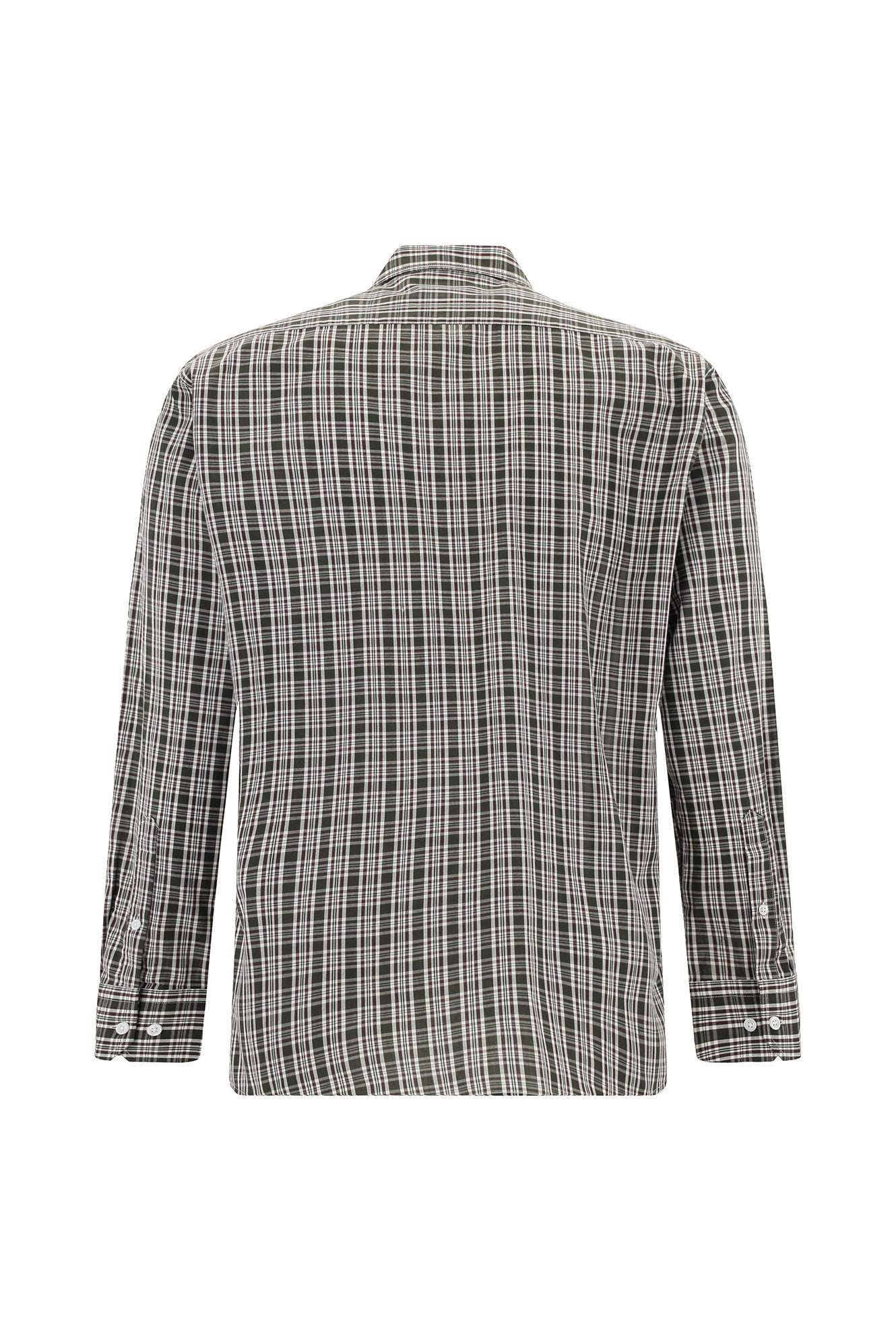 Acı Kahve Uzun Kol Regular Fit Düğmeli Yaka Ekose Pamuk Gömlek